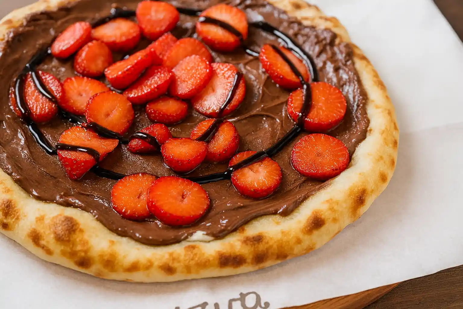 Pizza con Nutella y fresas servida en pizzerías de Margarita