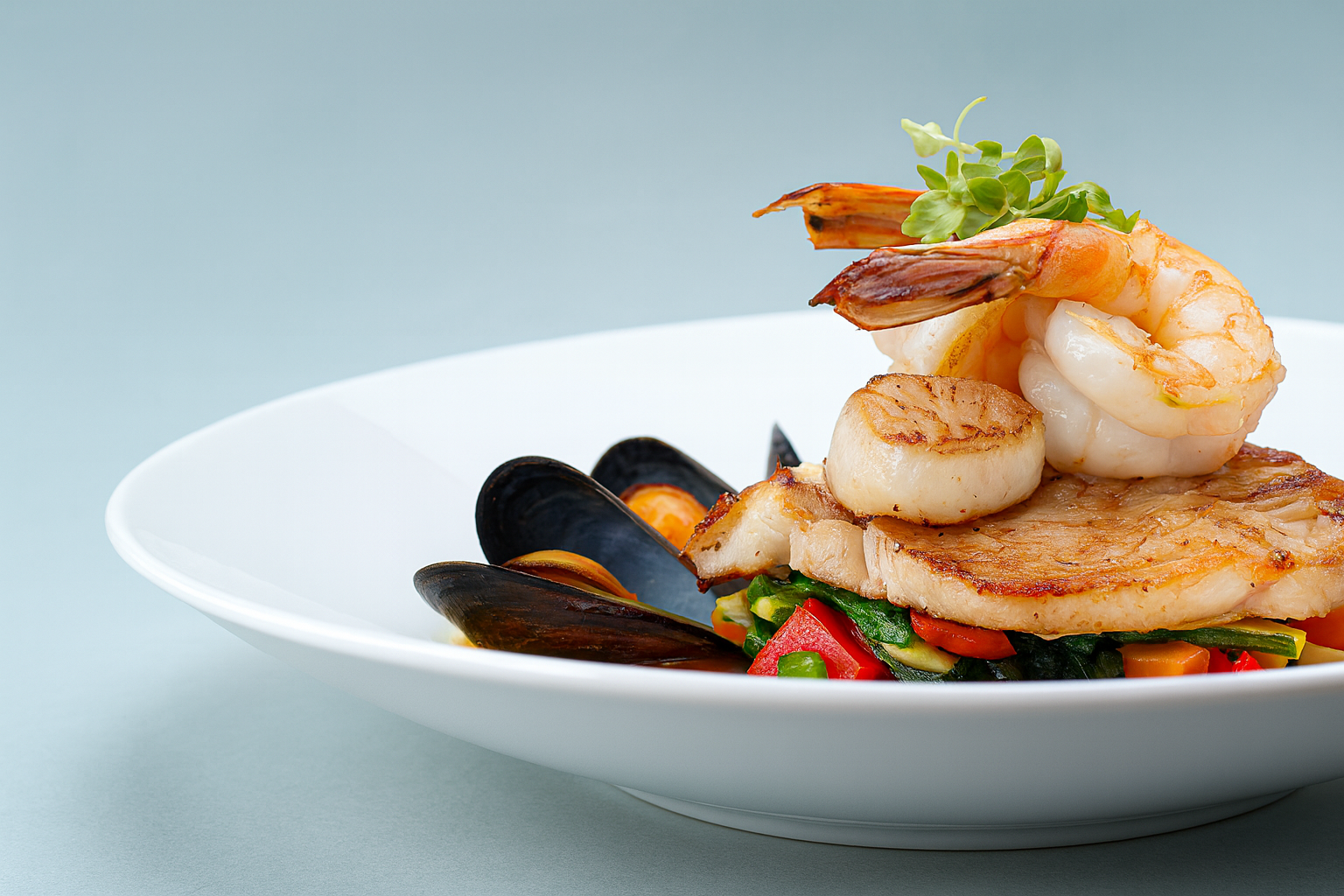 Mariscos en Margarita presentados en platos gourmet y propuestas creativas