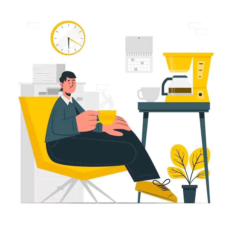 Comer en Margarita en la cena, ilustración de una persona disfrutando una bebida caliente en la noche.