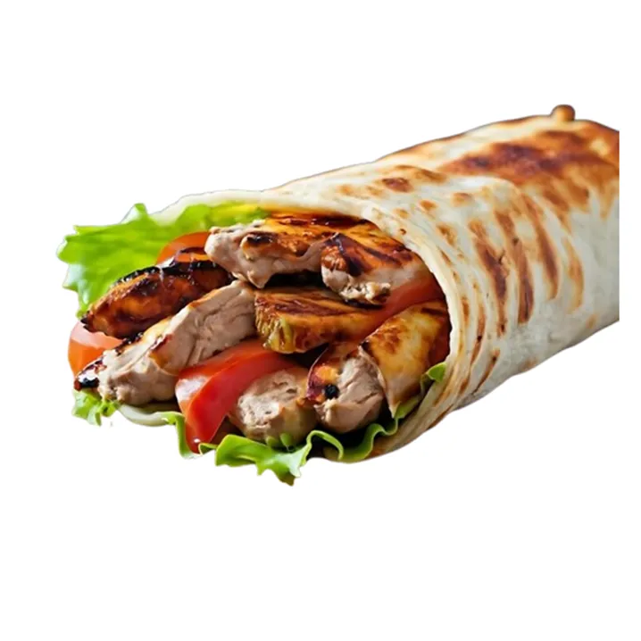 Shawarma de pollo con vegetales frescos, plato típico de la comida árabe en Margarita.