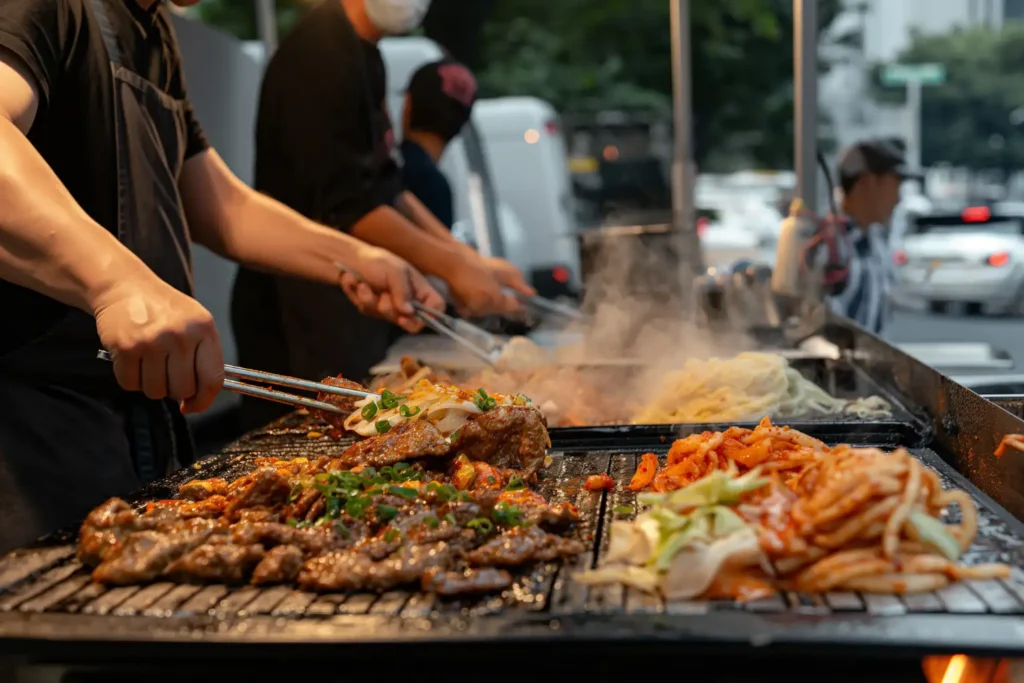 parrilla callejera típica en comida rápida en Los Robles