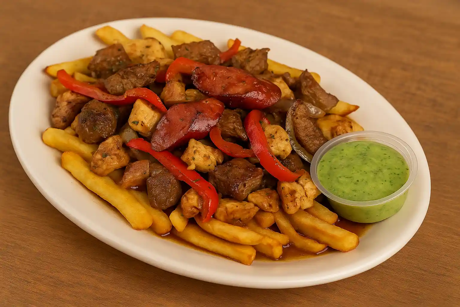 Parrilla mixta en Margarita con res, pollo y chorizo a la brasa