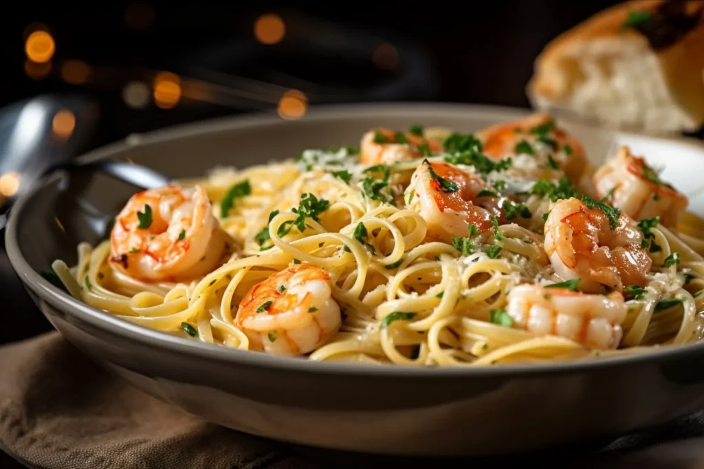Pasta con camarones al ajillo, una opción marinera para almorzar en Margarita