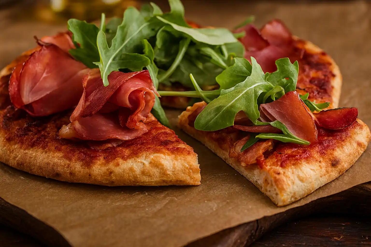 Pizza de jamón serrano con rúgula en pizzerías de Margarita